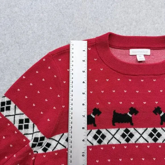 Charter Club Sweater Women's Red PXL Dog Pattern Machine Washable - Picture 4 of 14